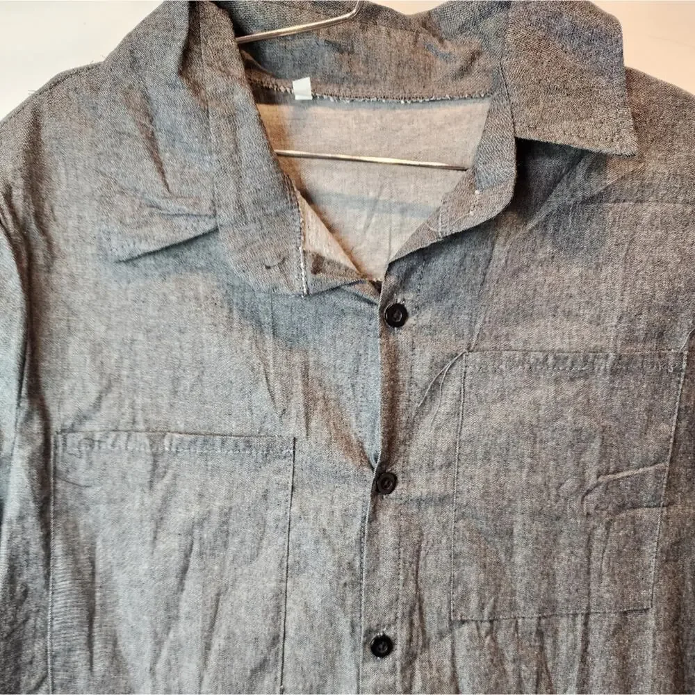 Black Denim Giraffe Shirt Dress‎ Novelty Fun Loose Fit Size L